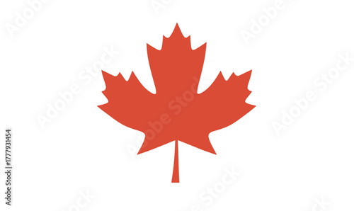 Red maple leaf icon vector illustration with detailed veins isolated on white background for autumn and Canadian symbol concept