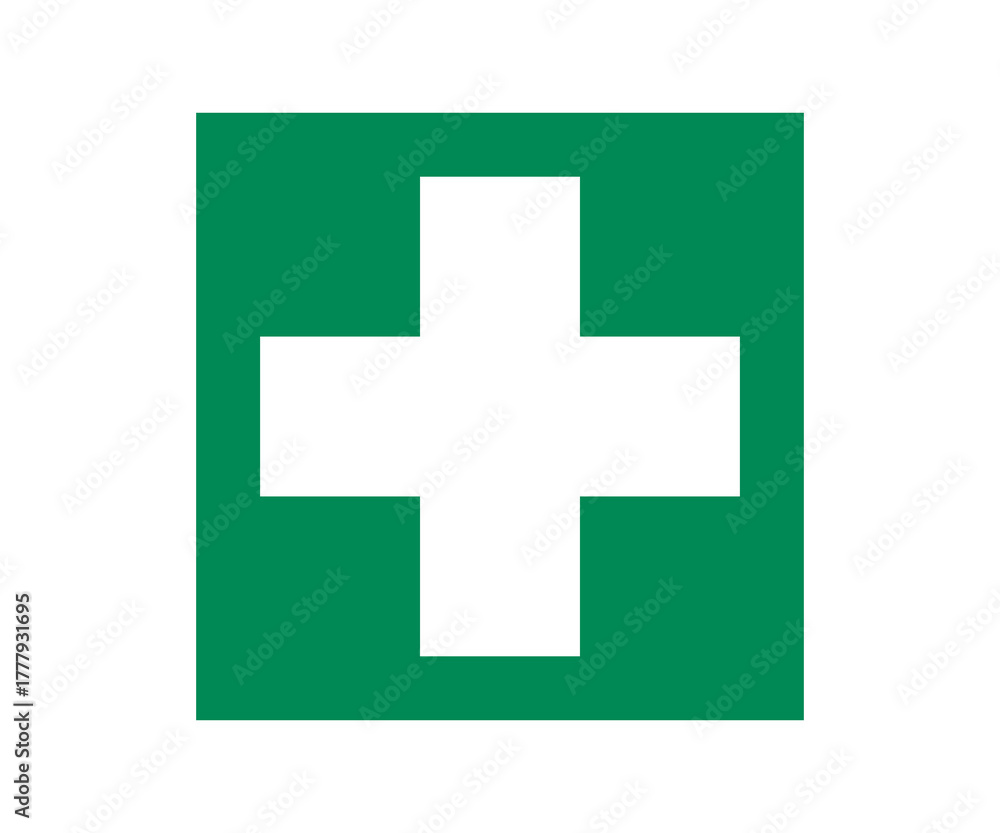 Fototapeta premium ISO 7010 E003 First aid sign illustration on transparent background.