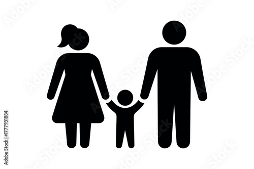 Illustration of a family consisting of a mother father and child holding hands