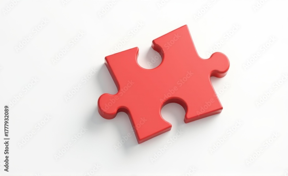 Fototapeta premium 3D Render of Isolated Jigsaw Piece, Problem Solving and Strategy Symbol