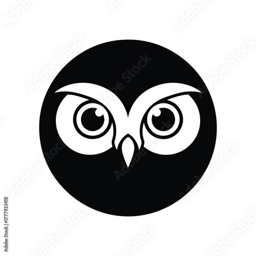 Black and white owl face icon bird animal