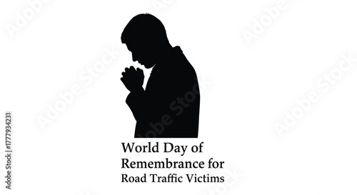 Silhouette of a person praying with remembrance text overlayed