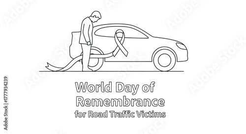 World day of remembrance for road traffic victims illustration with car