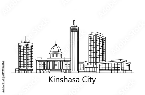 sketch drawing of kinshasa city - continous line (artwork 1)