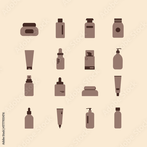 skincare product icon illustration set