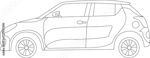 Simple car line art vector illustrations.