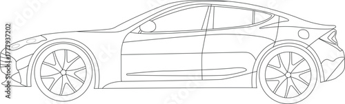 Simple car line art vector illustrations.