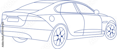 Simple car line art vector illustrations.