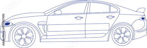 Simple car line art vector illustrations.