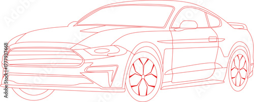 Simple car line art vector illustrations.