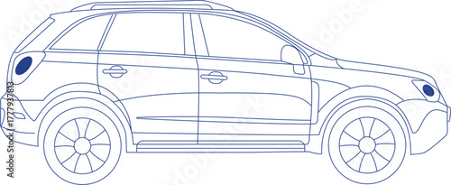 Simple car line art vector illustrations.