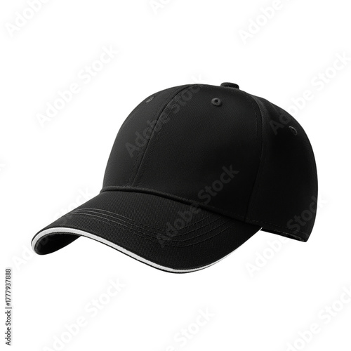 Black Cap With White Trim for Outdoor Activities and Casual Wear