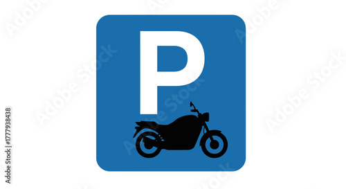 Official Motorcycle Parking Sign | Designated Motorbike Area Symbol | Blue 'P' with Bike Icon