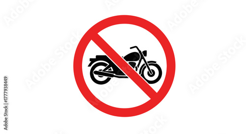 No Motorcycles Allowed Sign | Regulatory Traffic Symbol | Motorbike Prohibition Area