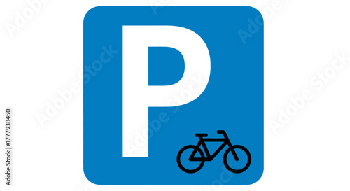 Official Bicycle Parking Sign | Blue 'P' Symbol with Bike Icon | Designated Cycle Area