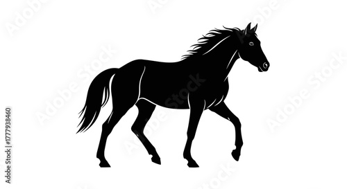 Black Horse Silhouette Vector Illustration - Galloping Stallion Logo Design