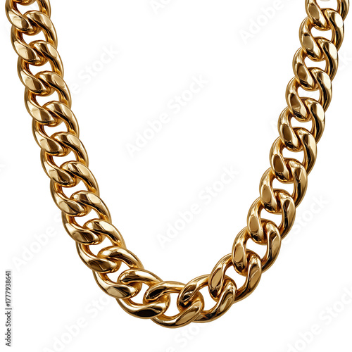 Gold Chain Displayed Against a White Background Showcasing Its Shiny Texture ...