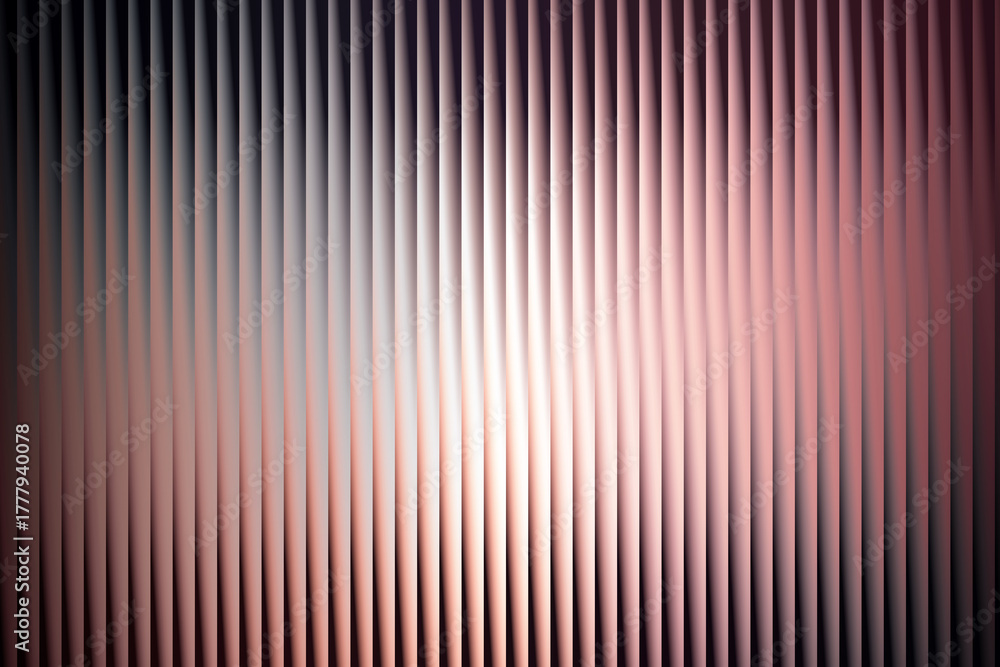 Fototapeta premium Abstract vertical ribbed texture with soft pink and white light reflections creating a futuristic and elegant background