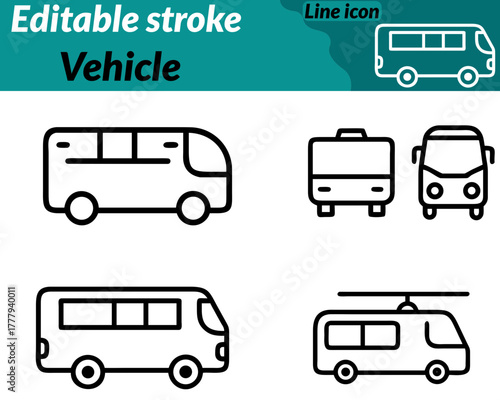A clean modern icon symbolizing transportation and mobility. It features the outline of a car bus and truck emphasizing movement travel and logistics. Designed with smooth vector lines and a balanced.
