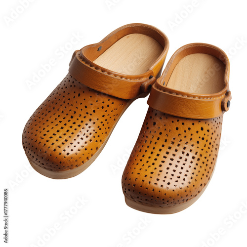 Wooden Clogs With a Smooth Finish Displayed on a Light Background for Casual ...