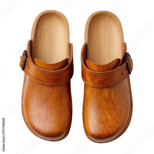 Wooden Clogs With a Smooth Finish Displayed on a Light Background for Casual ...