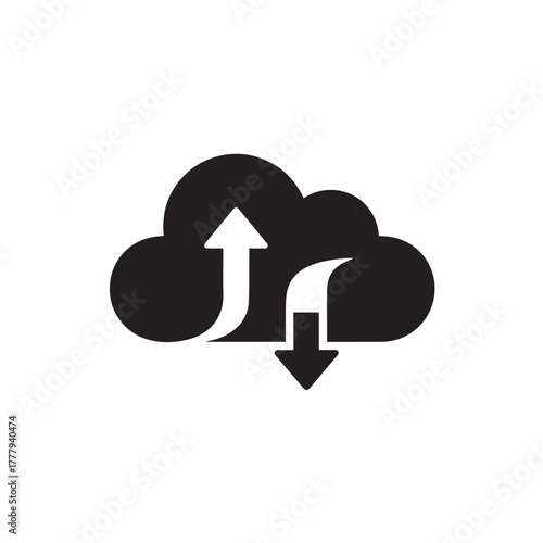 Cloud upload download sync icon vector 