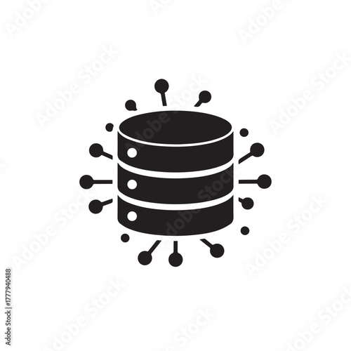 Database hub with connected nodes icon vector 