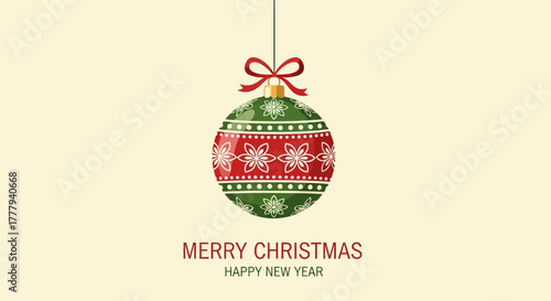 Christmas Ornament Greeting Card Vector - Festive Holiday Bauble Design
