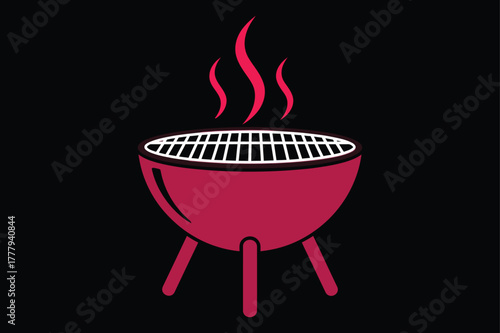 Crimson barbecue grill with smoke for grilling