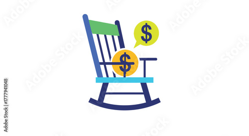 Rocking chair with dollar signs illustrating the concept of financial pension