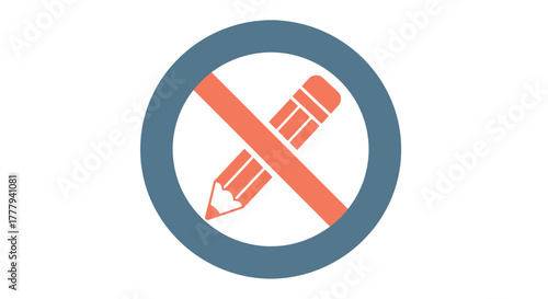 No writing allowed a crossed out pencil inside a blue oval frame