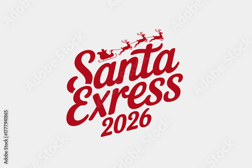 Festive Santa's Express sleigh silhouette with reindeer and year designation