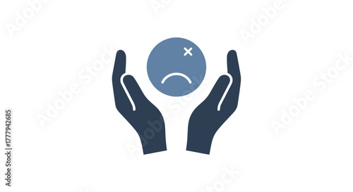 Hands protecting a distressed face a symbol of care and support