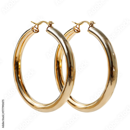 Elegant Gold Hoop Earrings Displayed Against a Simple White Background for Je...