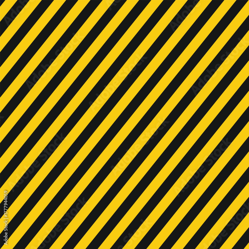 Diagonal Black And Yellow Hazard Stripes Pattern For Safety, Construction And Warning Designs
