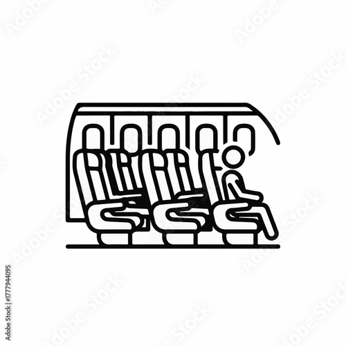 Passenger seated in airplane cabin with empty seats nearby