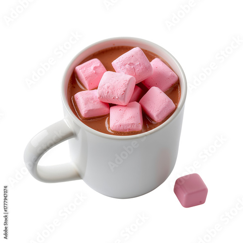 Enjoying Hot Chocolate With Fluffy Pink Marshmallows on a Cool Day