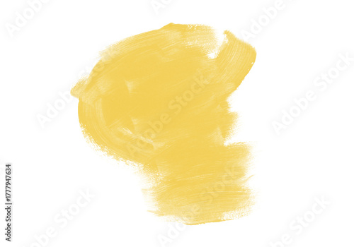 Pincelada abstrata amarela vibrante, textura suave, fundo transparente minimalista e toque artístico moderno, destacando energia e criatividade em composição limpa