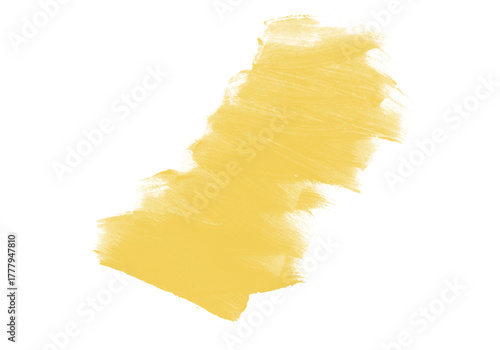 Pincelada abstrata amarela vibrante, textura suave, fundo transparente minimalista e toque artístico moderno, destacando energia e criatividade em composição limpa