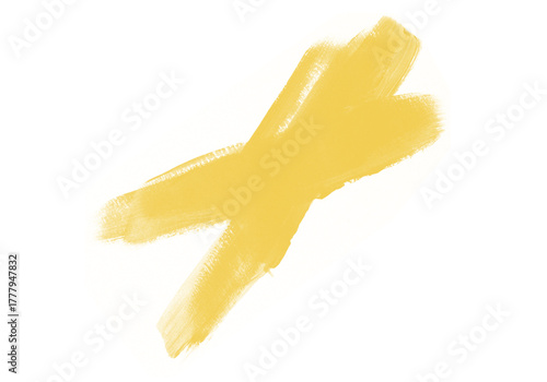 Pincelada abstrata amarela vibrante, textura suave, fundo transparente minimalista e toque artístico moderno, destacando energia e criatividade em composição limpa