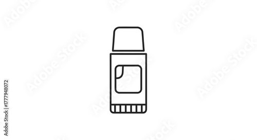 A black and white line drawing of a glue stick with a cap on, isolated on a white background.