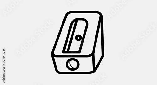 Simple line art illustration of a pencil sharpener, isolated on white.