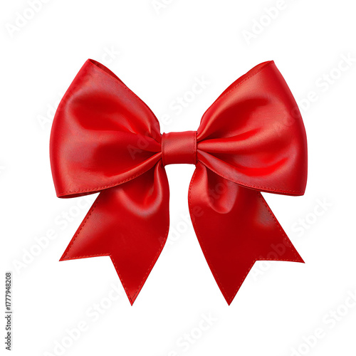 Bright Red Ribbon Bow Perfect for Gifts and Decorations During Festive Occasi...