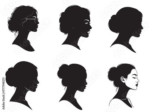 Face side view silhouette illustration isolated  