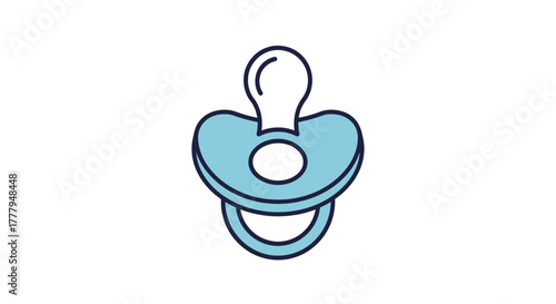 A simple, blue pacifier design, isolated on a white background.