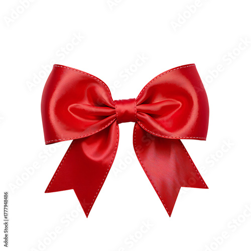 Bright Red Ribbon Bow Perfect for Gifts and Decorations During Festive Occasi...