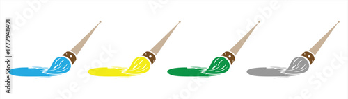 colored brush vector icon, a tool for watercolor painters