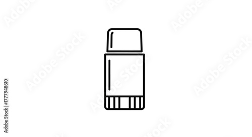 Simple black and white line drawing of a deodorant stick, showing the container.