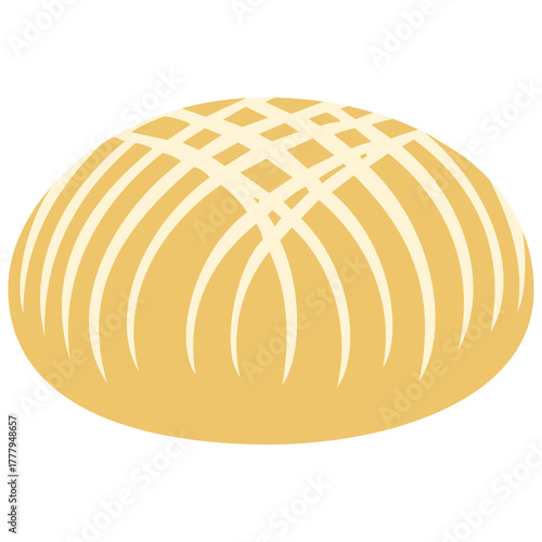 Round bread. Baked traditional bread. Illustration for bakery poster, banner, card, advertisement. Vector illustration on white background
