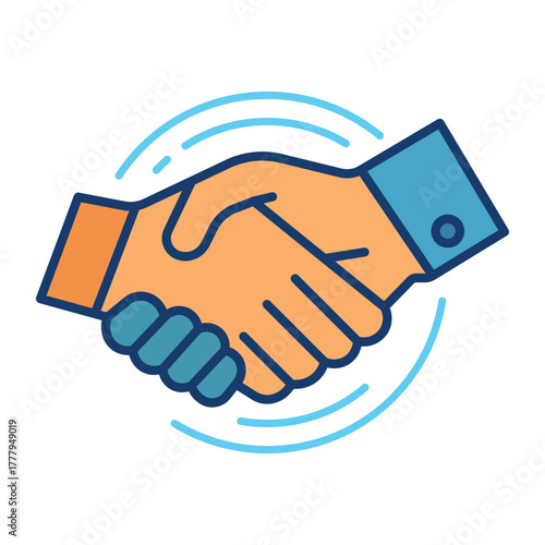 Futuristic Robot and Human Handshake Icon